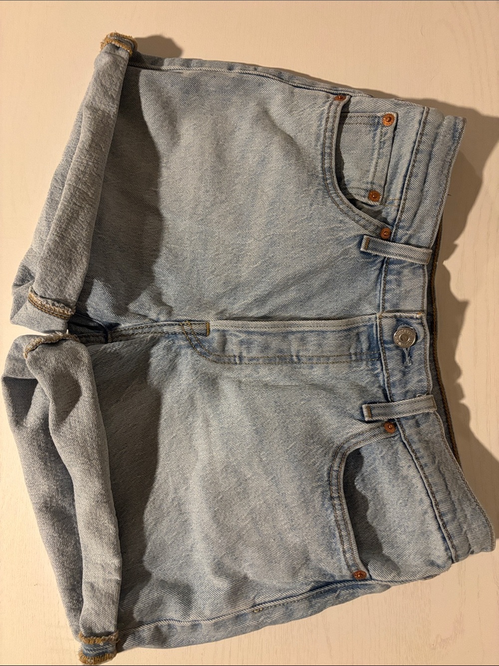 Levi’s 501 high rise rolled denim shorts